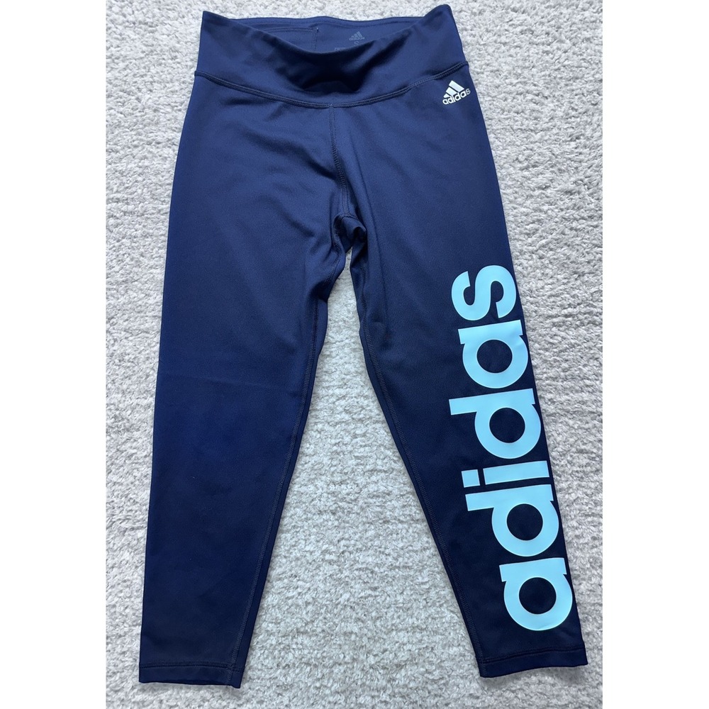 Adidas Climate Blue Small Women's Leggings Pocket Stretch Logo Hit‎ Pullon